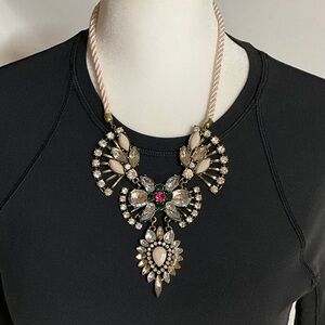 Chic Pink and Black Necklace with Crystal Accents